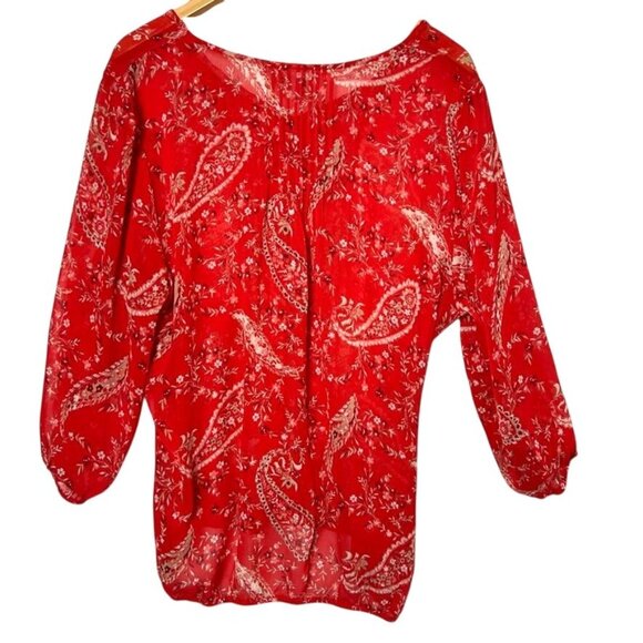 St. Johns Bay Flowy Red Paisley Floral Blouse Sz:1X - Picture 2 of 12